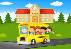 School Kids Riding a Schoolbus